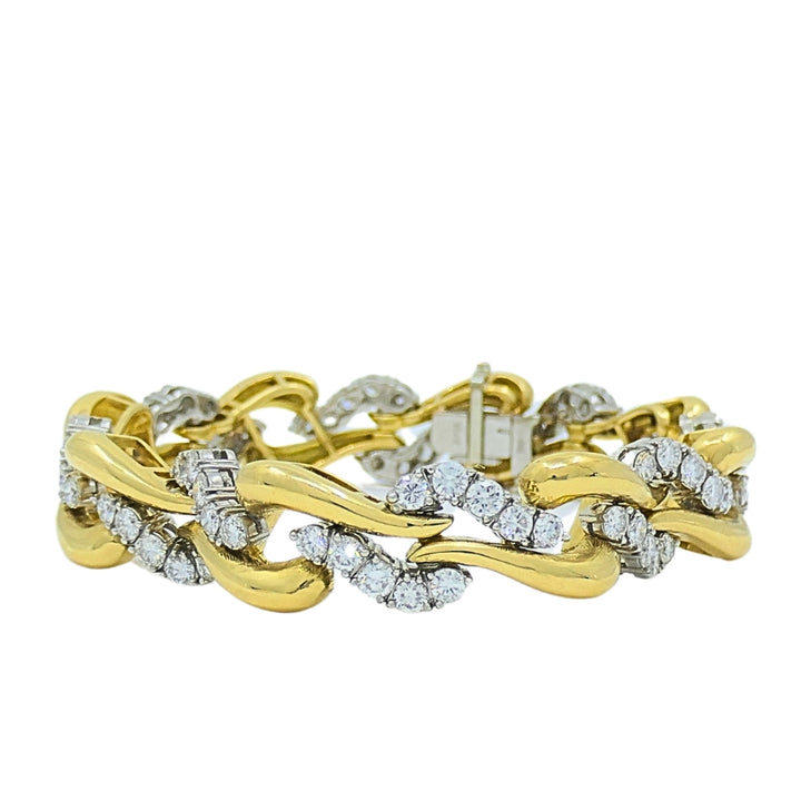 Vintage French Platinum & 18k Gold Diamond Bracelet