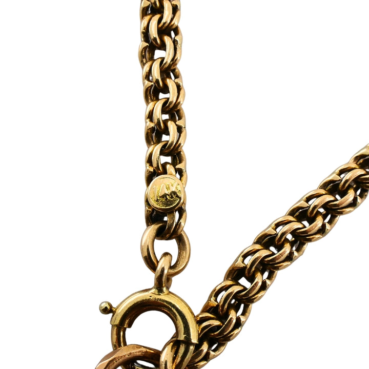 Antique 9k Gold Carnelian Bloodstone Pendant  14k Gold Chain Necklace