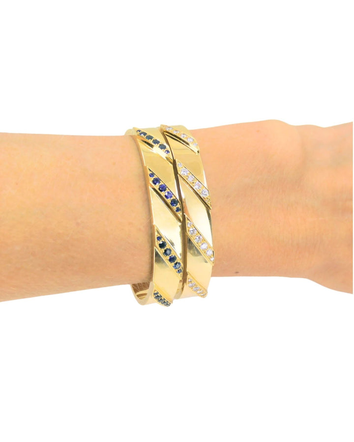 Bvlgari Bulgari 18k Gold Pair of Bracelets Set Diamond Sapphire