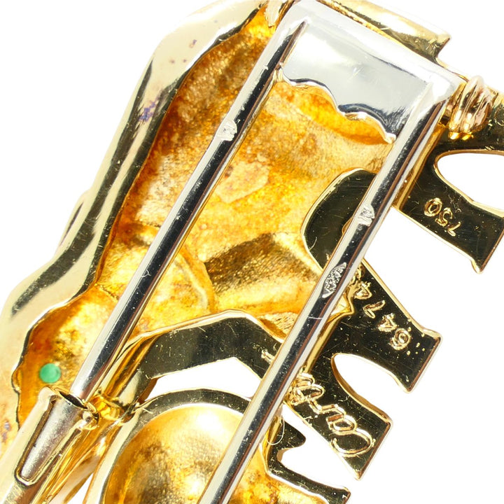 Vintage Cartier Ménagerie 18k Gold Emerald Mother and Baby Elephant Brooch