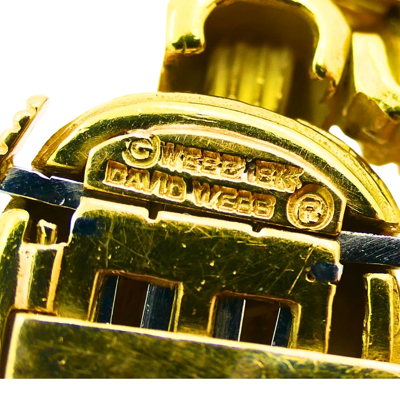 David Webb Necklace Sautoir Chain Oval Links 18k Gold Platinum Diamond Brooch