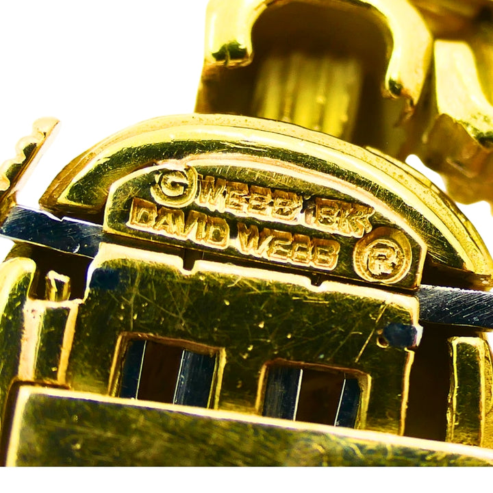 David Webb Necklace Sautoir Chain Oval Links 18k Gold Platinum Diamond Brooch