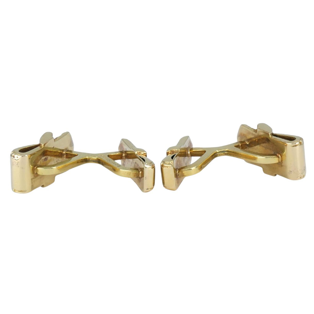 Vintage Hermès Paris 18k Gold Equestrian Cufflinks Horsebit Stirrup Belt Buckle