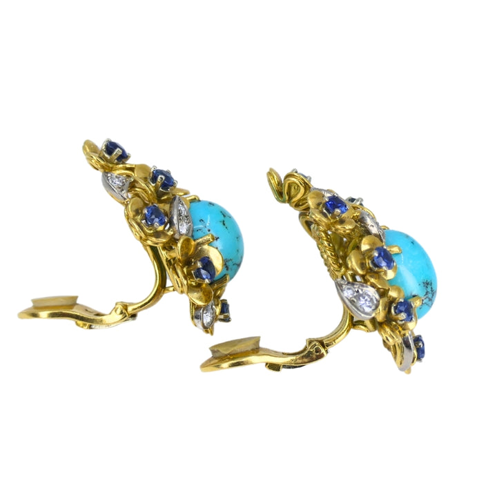 Kern Jewelry Set Gold Turquoise Cabochon Sapphire Diamond