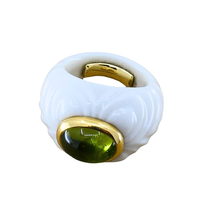 Bvlgari Bulgari Chandra Ring Porcelain Peridot 18k Gold