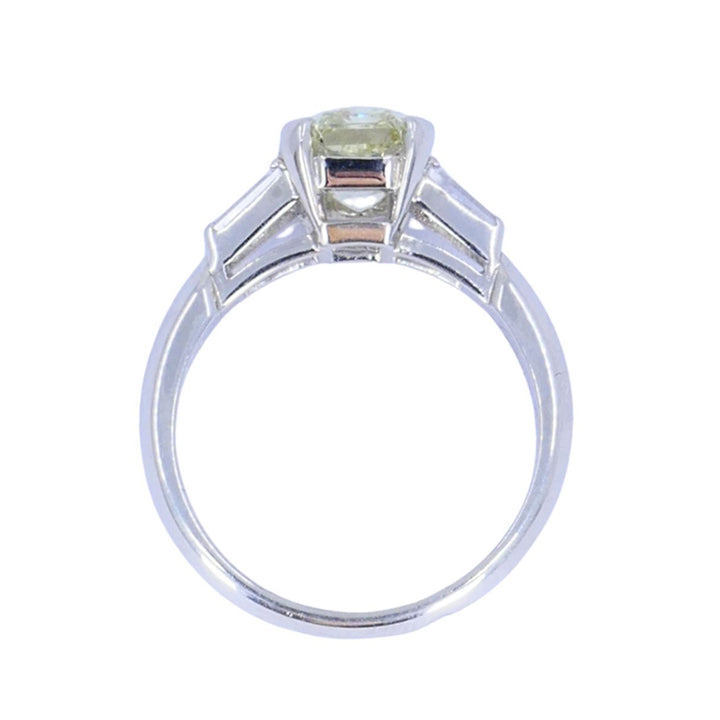 Van Cleef & Arpels Platinum Yellow Diamond 3 Stone Engagement Ring GIA