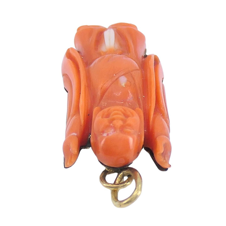 Vintage Coral Buddha Charm Pendant 10k Gold