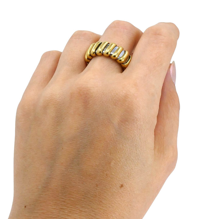 Vintage Bvlgari 18k Gold Stainless Steel Ring