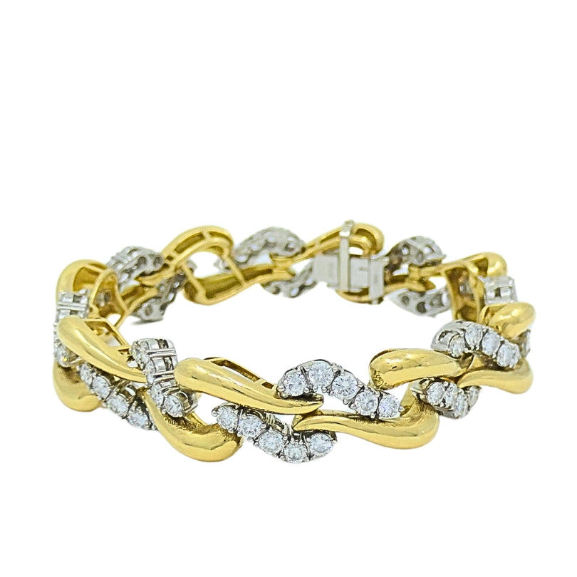 Vintage French Platinum & 18k Gold Diamond Bracelet