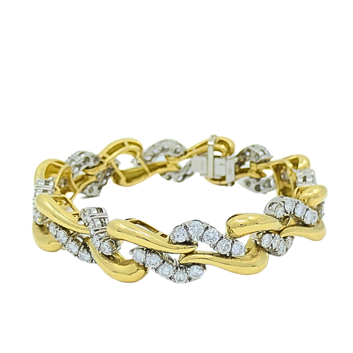 Vintage French Platinum & 18k Gold Diamond Bracelet