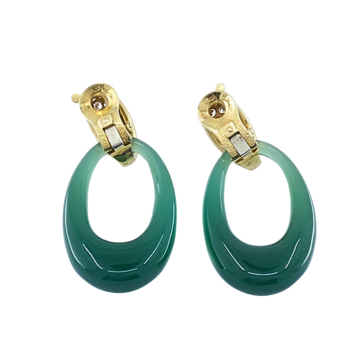 Cartier 18K Gold Chrysoprase Diamond Interchangeable Doorknocker Earrings
