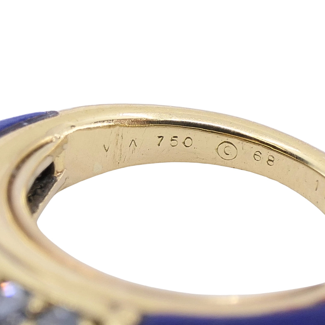 Van Cleef & Arpels Philippine 18k Gold Lapis Lazuli Diamond Ring, 1968