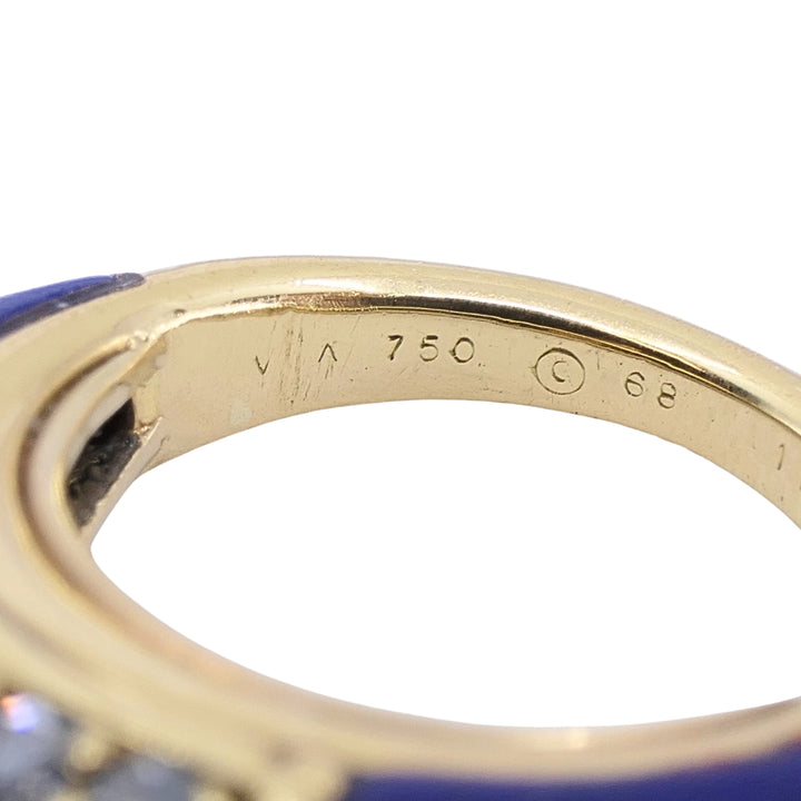 Van Cleef & Arpels Philippine 18k Gold Lapis Lazuli Diamond Ring, 1968