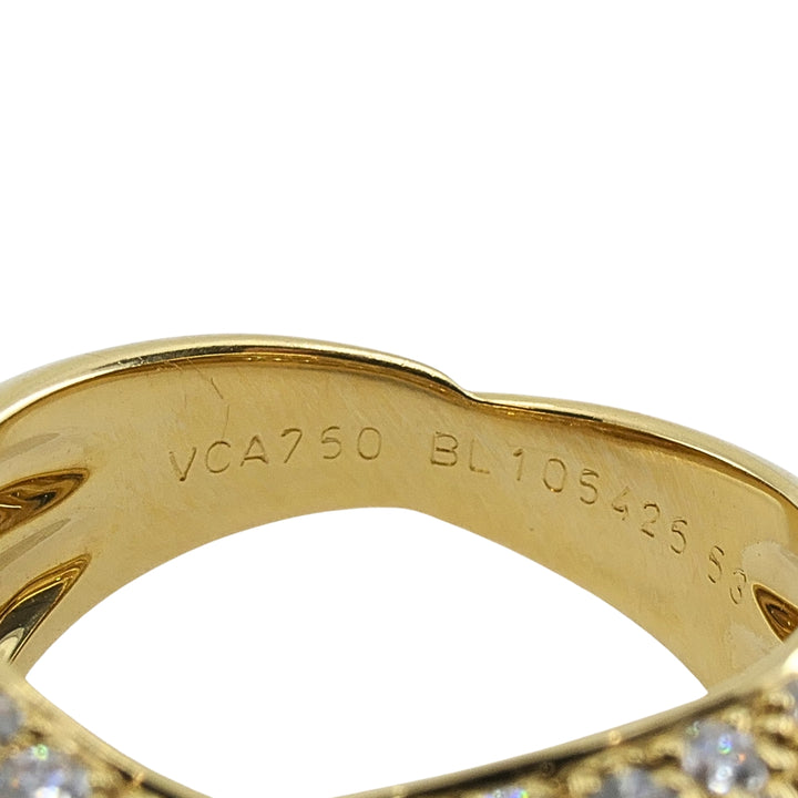 Van Cleef & Arpels 18k Gold Pavé Diamond Bombé Crossover Ring