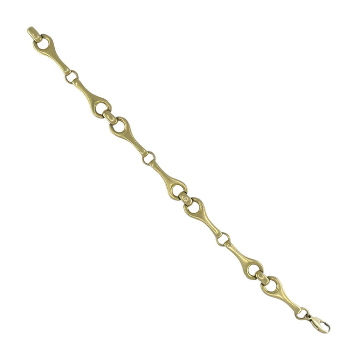 Vintage 18k Yellow Gold Equestrian Horse Bit Stirrup Link Bracelet Circa 1980s