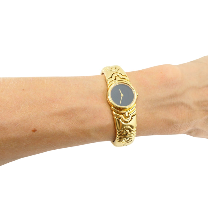 Bvlgari Bulgari Parentesi Watch BJ 01 18k Gold Black Dial Original Pouch
