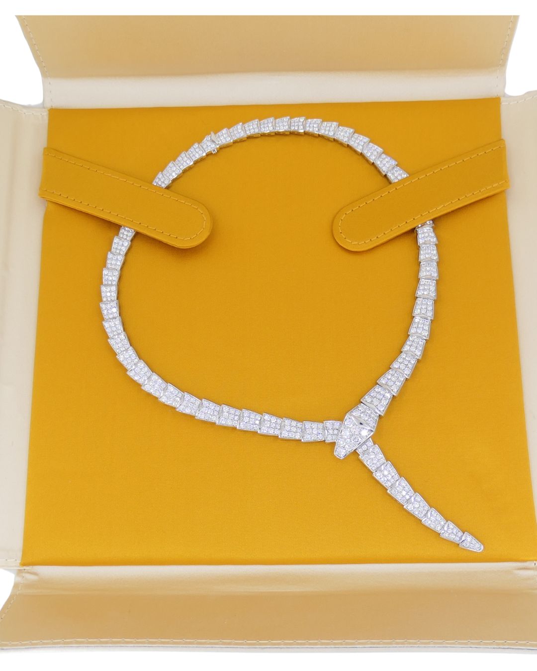 Bvlgari Bulgari Serpenti Viper Necklace 18k White Gold Diamond Drop Necklace Original Box