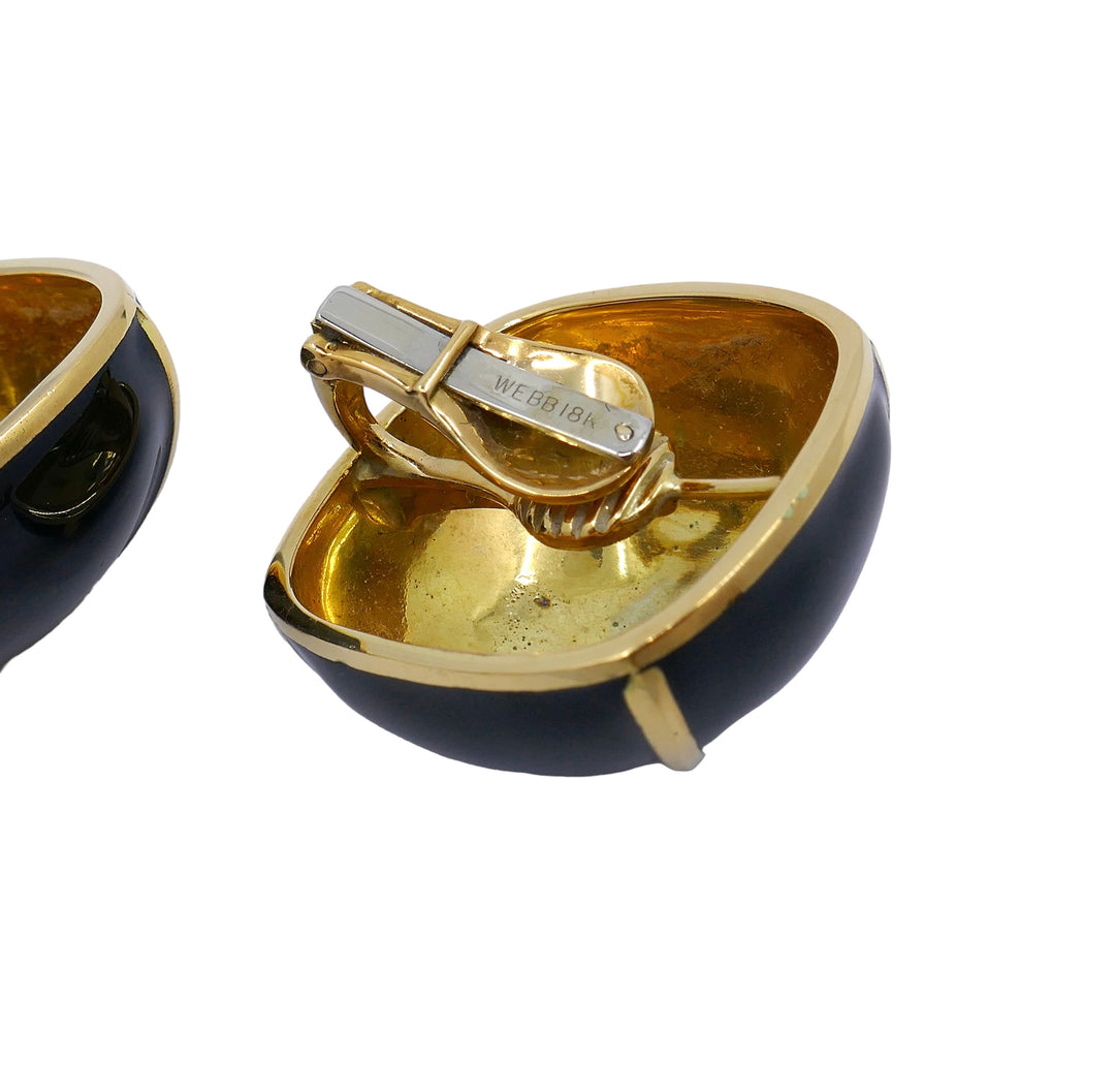 David Webb Clip-on Earrings 18k Gold Enamel