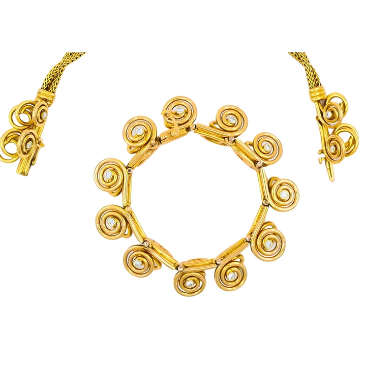 Mellerio dits Meller Gold Diamond Necklace Bracelet