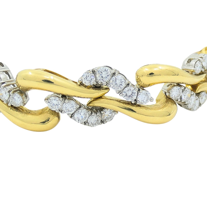 Vintage French Platinum & 18k Gold Diamond Bracelet