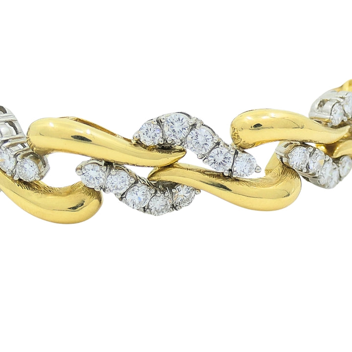 Vintage French Platinum & 18k Gold Diamond Bracelet
