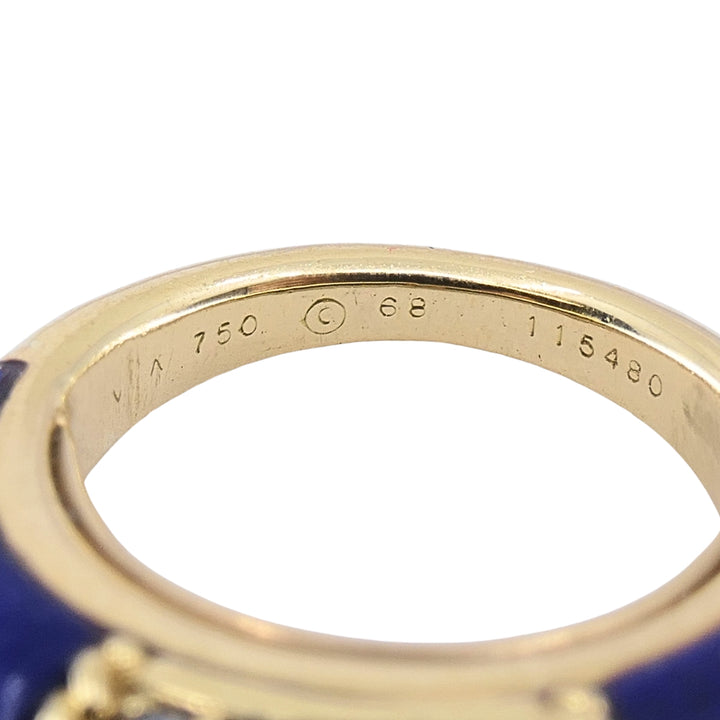 Van Cleef & Arpels Philippine 18k Gold Lapis Lazuli Diamond Ring, 1968