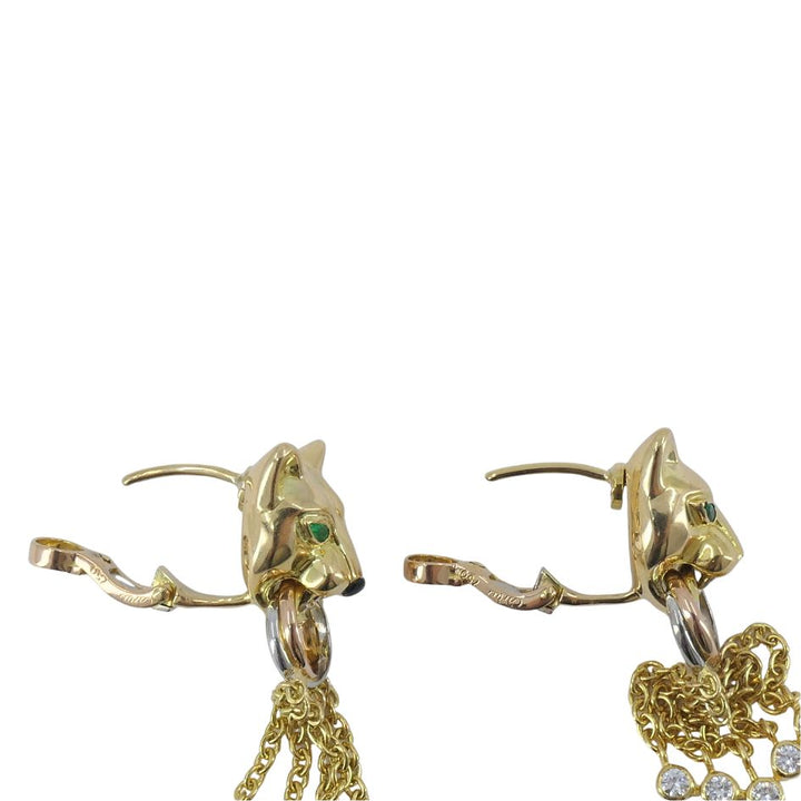 Vintage Panthère de Cartier 18k Gold Diamond Emerald Onyx Earrings
