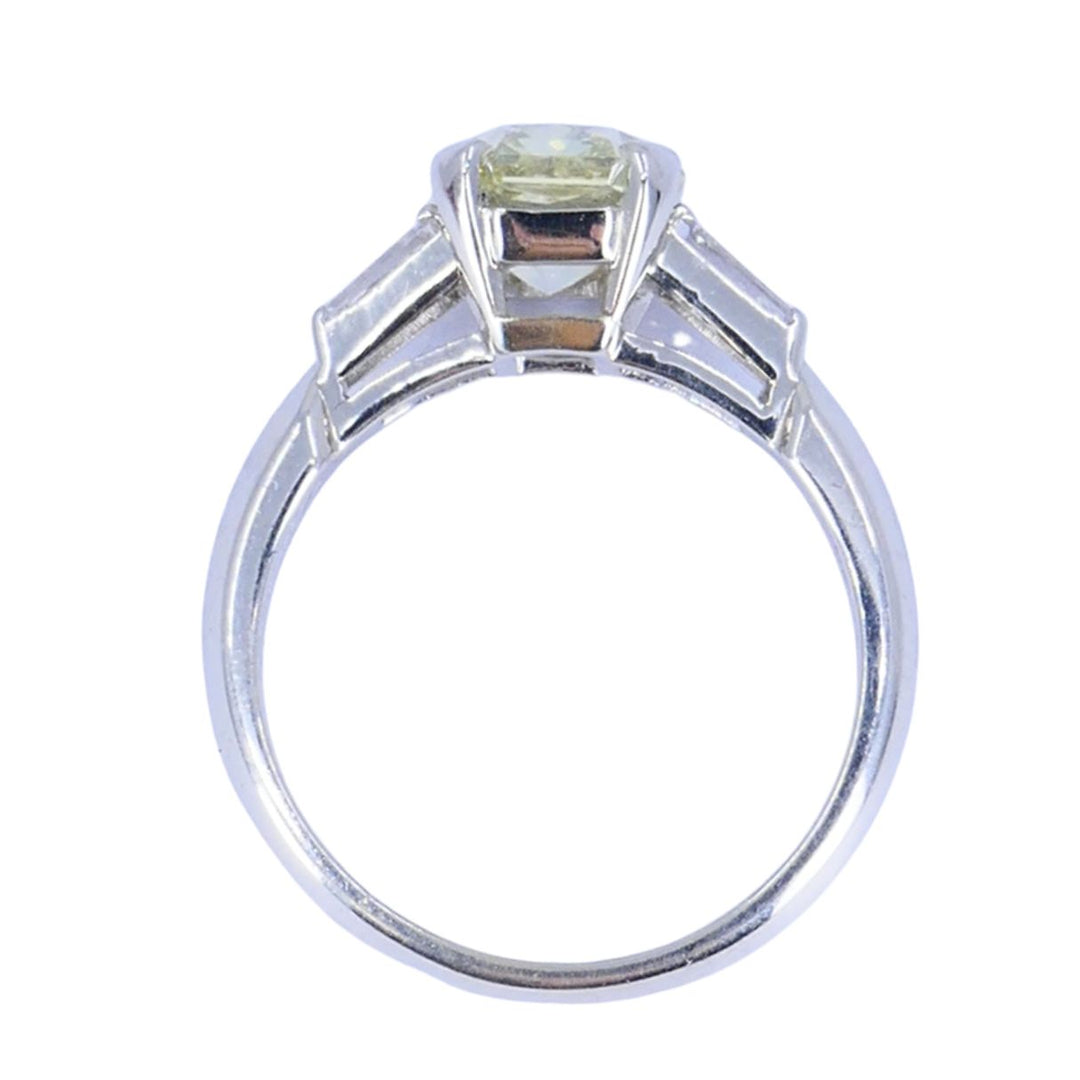 Van Cleef & Arpels Platinum Yellow Diamond 3 Stone Engagement Ring GIA
