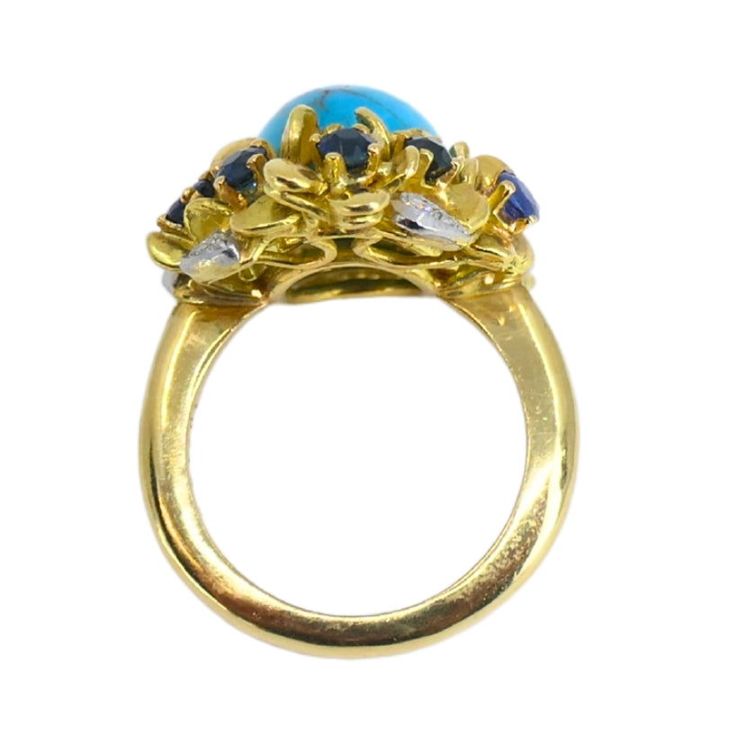 Kern Jewelry Set Gold Turquoise Cabochon Sapphire Diamond
