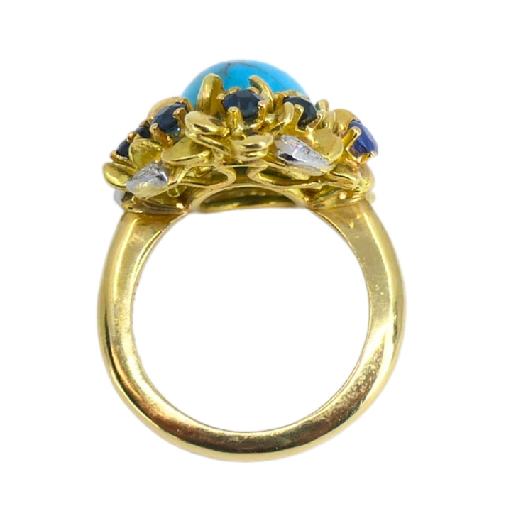 Kern Jewelry Set Gold Turquoise Cabochon Sapphire Diamond