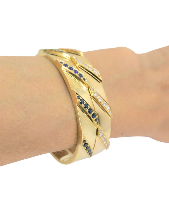 Bvlgari Bulgari 18k Gold Pair of Bracelets Set Diamond Sapphire
