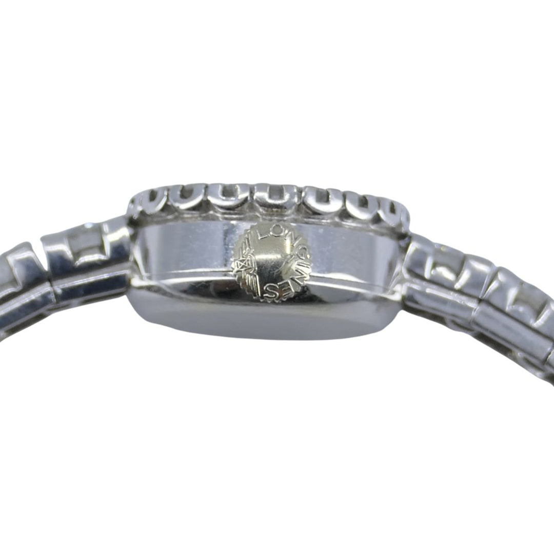 Vintage Longines Swiss 18k White Gold Diamond Lady's Wrist Watch