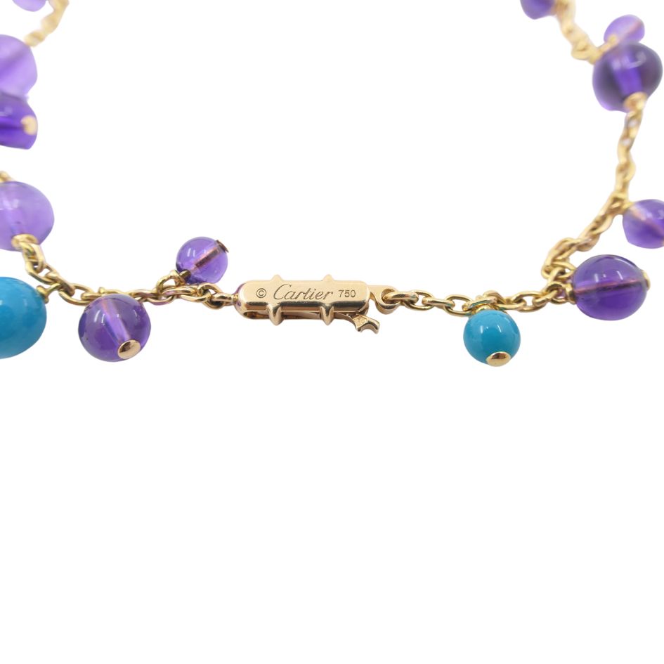 Cartier Necklace & Ring Set 18k Gold Amethyst Turquoise Diamond Box & Cert.