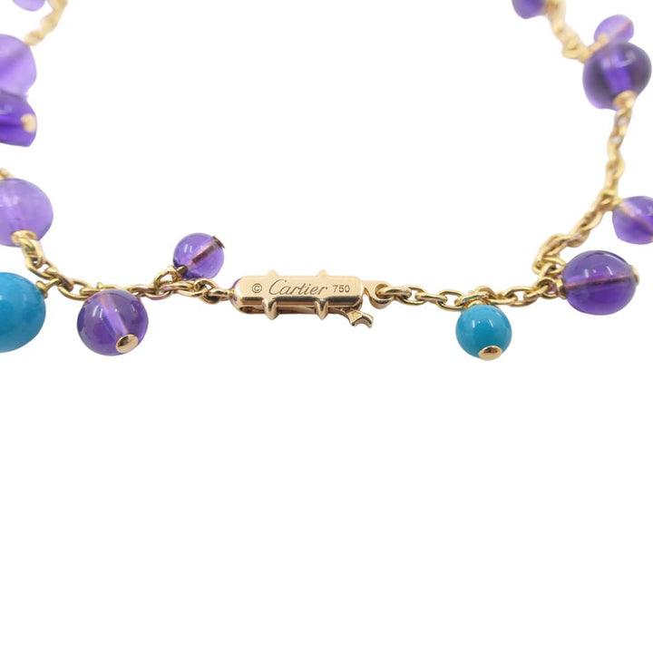 Cartier Necklace & Ring Set 18k Gold Amethyst Turquoise Diamond Box & Cert.