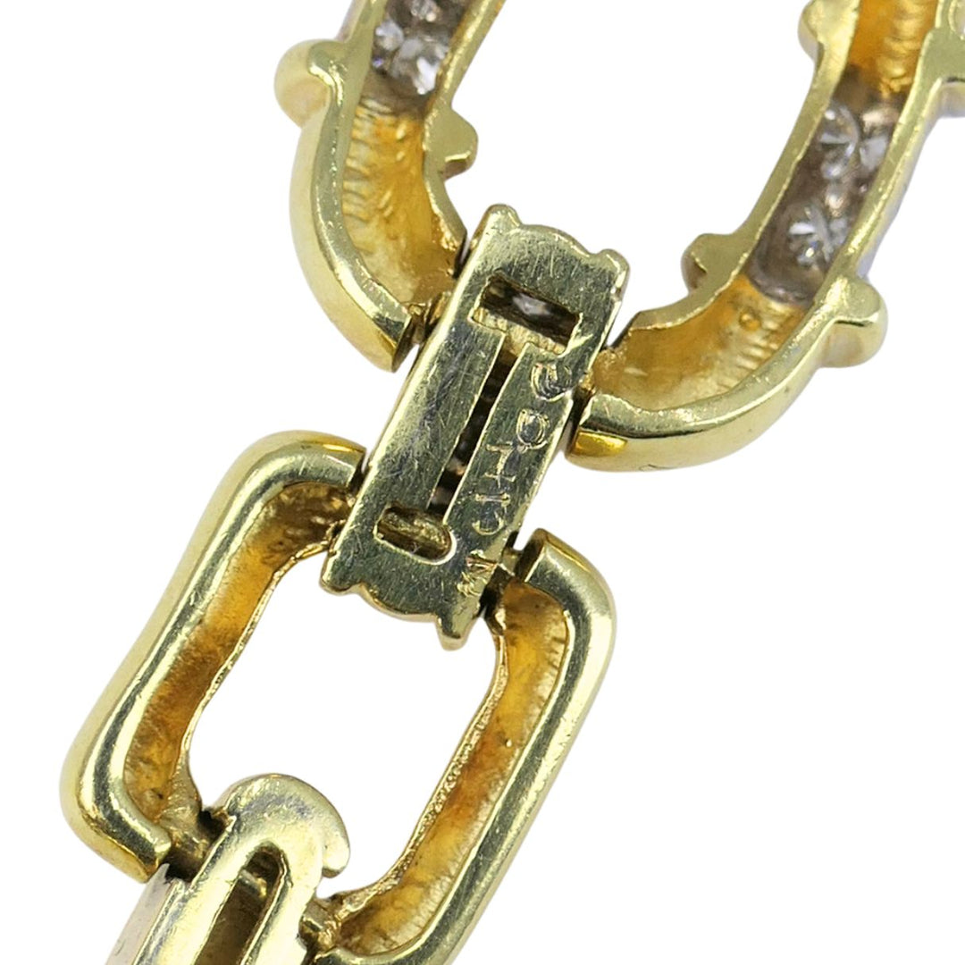Vintage Cartier 18k Gold Diamond Square Link Collar Necklace