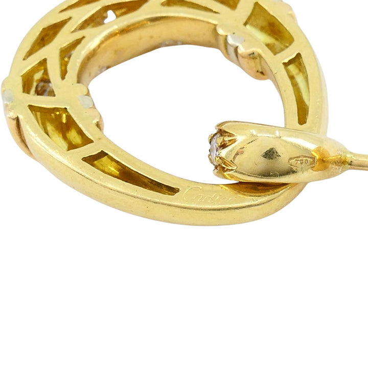 Vintage Cartier 18k Gold Trinity Diamond Mini Doorknocker Earrings