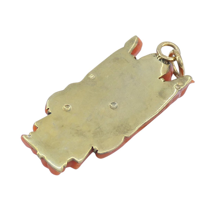 Vintage Coral Buddha Charm Pendant 10k Gold