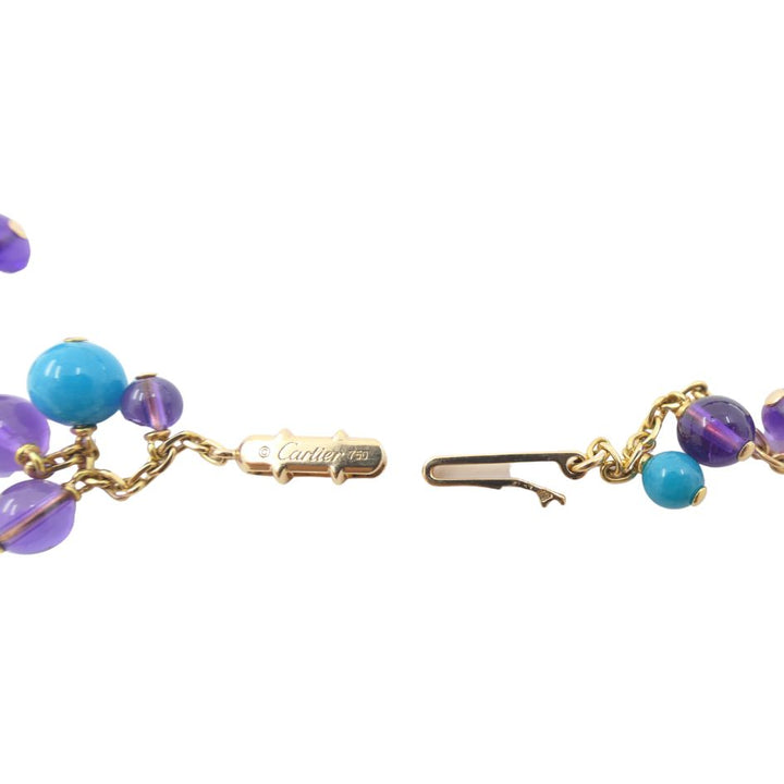 Cartier Necklace & Ring Set 18k Gold Amethyst Turquoise Diamond Box & Cert.