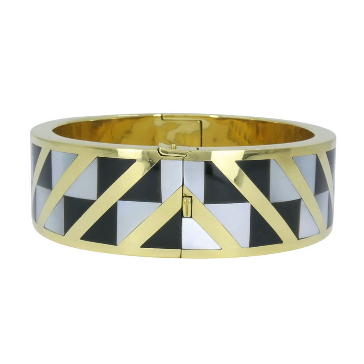 Angela Cummings Tiffany & Co. 1986 18k Gold Onyx Mother of Pearl Inlay Bracelet