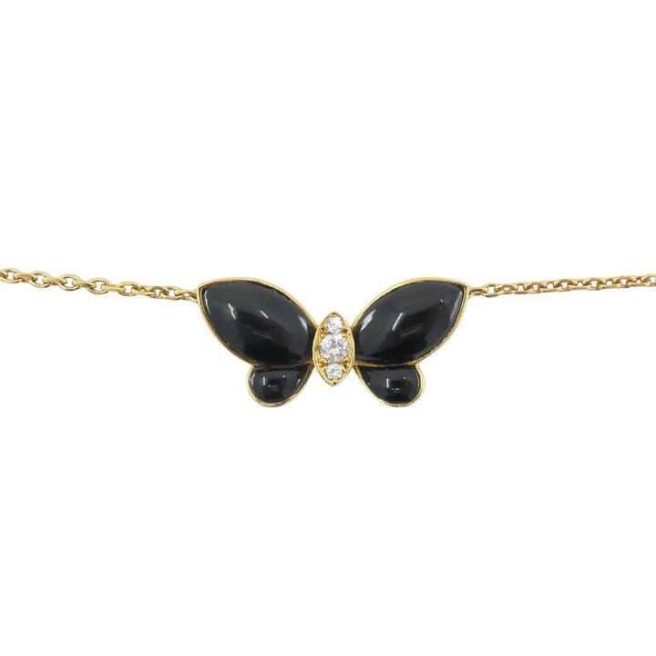 Van Cleef & Arpels Butterfly Necklace Onyx Diamond