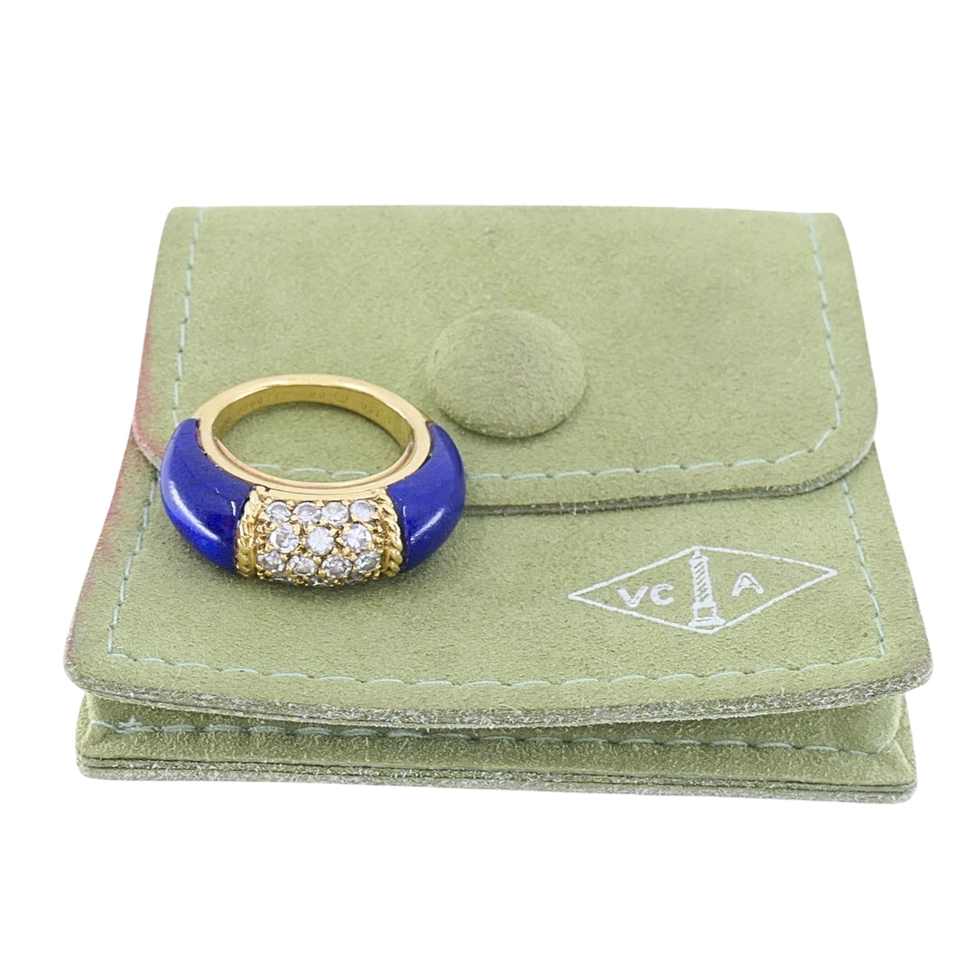 Van Cleef & Arpels Philippine 18k Gold Lapis Lazuli Diamond Ring, 1968