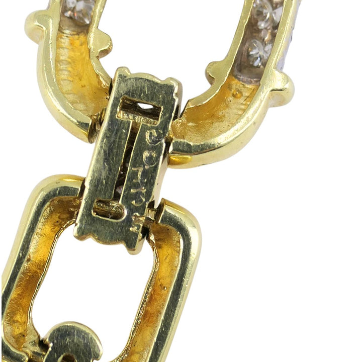 Vintage Cartier 18k Gold Diamond Square Link Collar Necklace