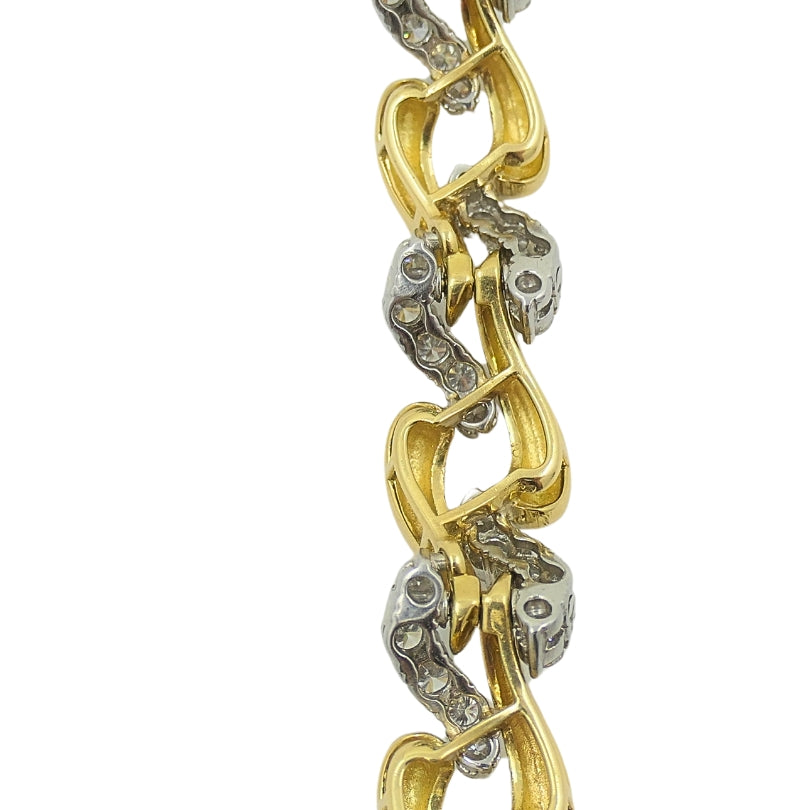 Vintage French Platinum & 18k Gold Diamond Bracelet