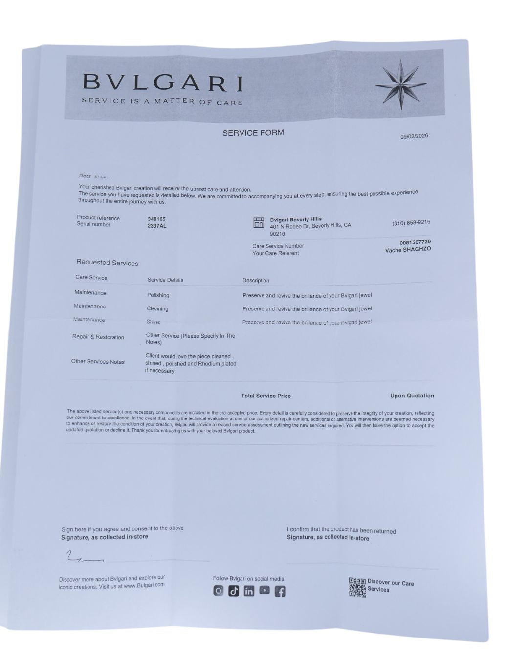 Bvlgari Bulgari Serpenti Viper Necklace 18k White Gold Diamond Drop Necklace Original Box