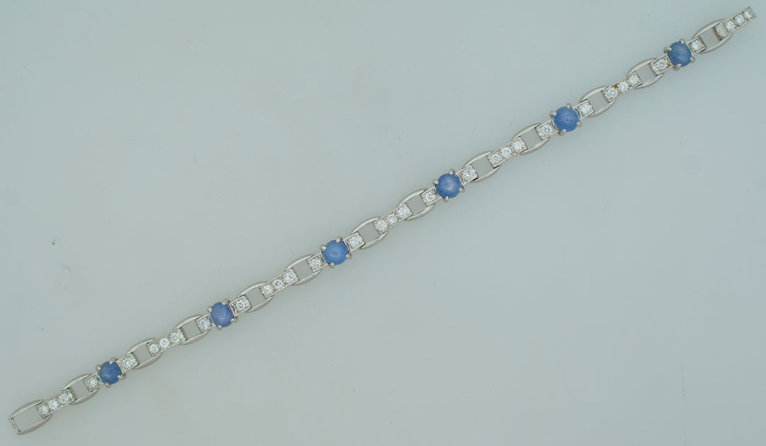 Vintage J.E. Caldwell Star Sapphire Diamond Platinum Bracelet Estate Jewelry