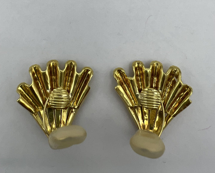 David Webb Gold Earrings, Vintage Shell Earrings