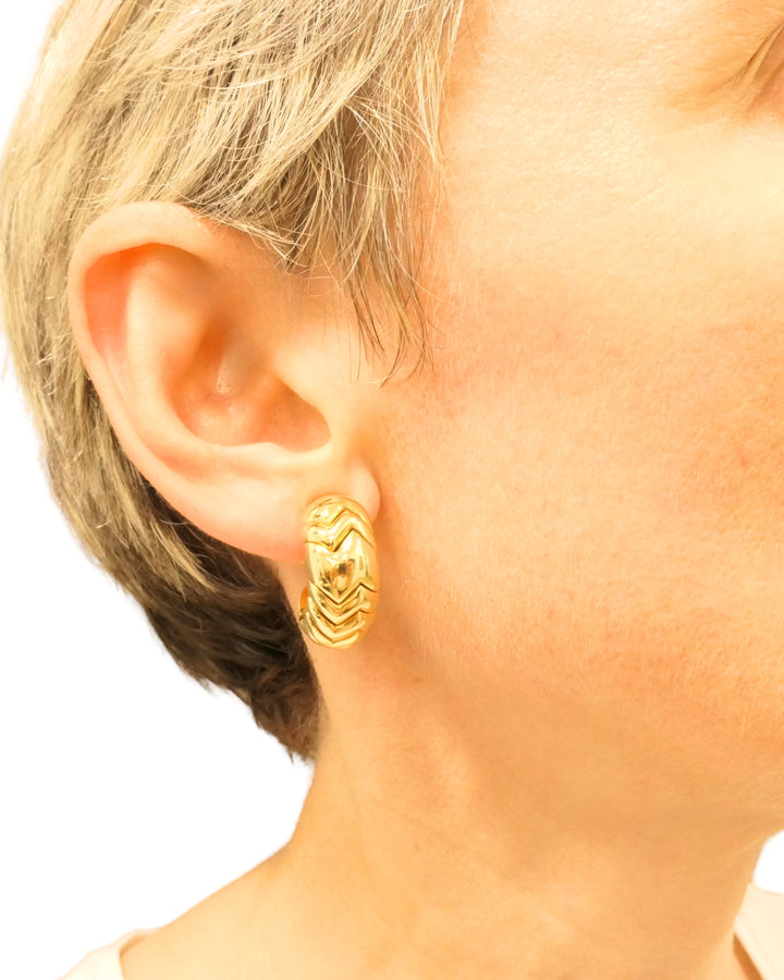 Bvlgari Bulgari Gold Earrings 18k Spiga Collection Clip-On