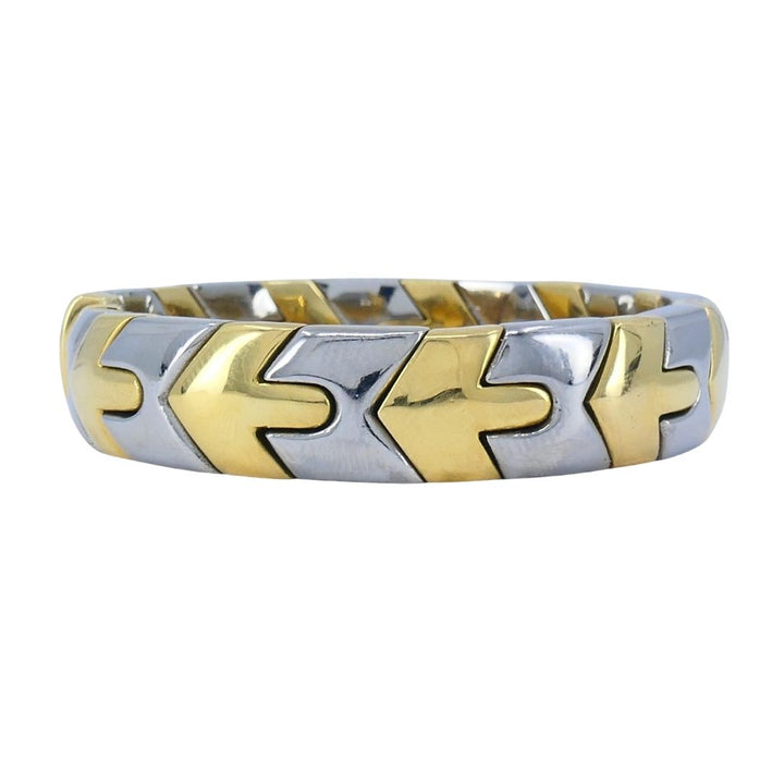 Vintage Bvlgari 18k Gold Steel Alveare Cuff Bracelet