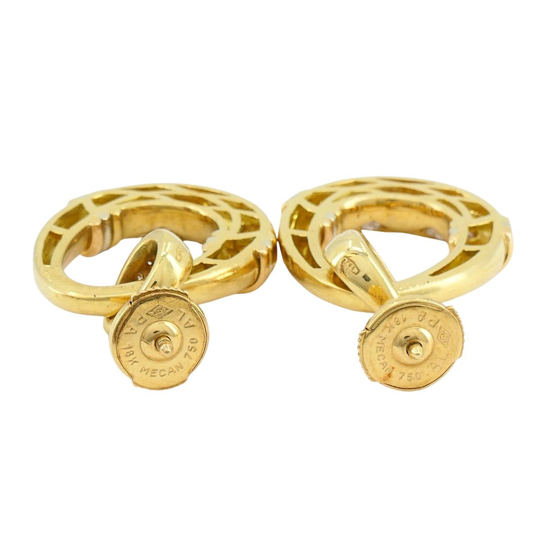 Vintage Cartier 18k Gold Trinity Diamond Mini Doorknocker Earrings