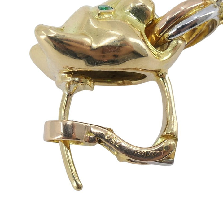 Vintage Panthère de Cartier 18k Gold Diamond Emerald Onyx Earrings